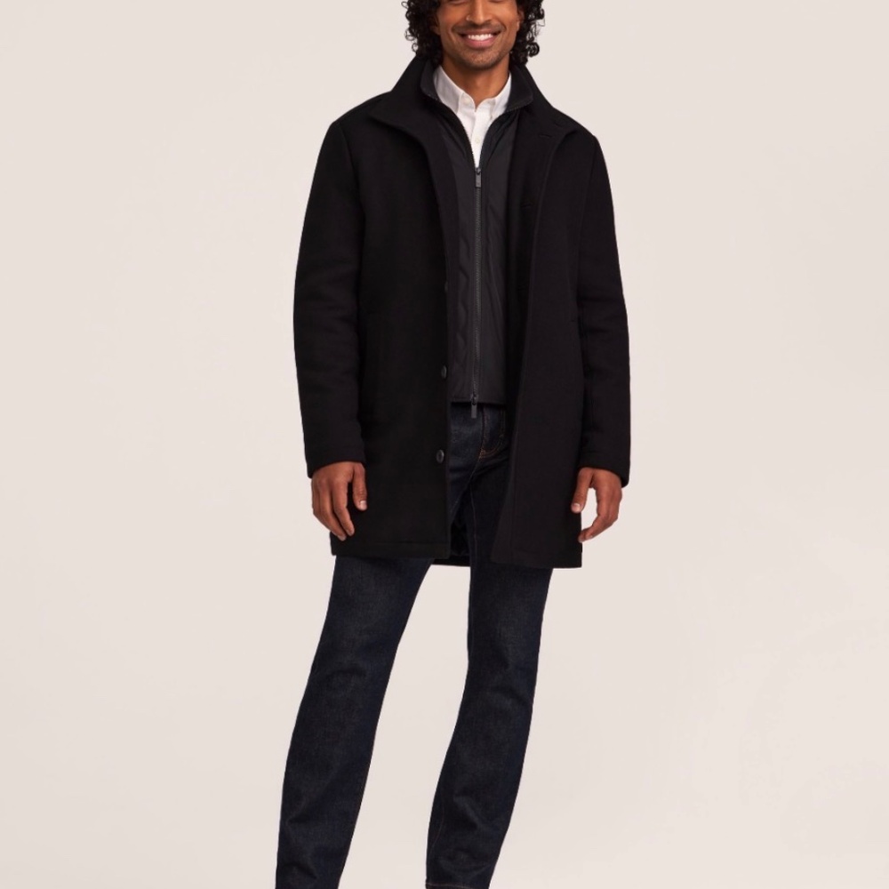 Denver Hayes Men's Buttoned Placket Full Zip Wool-Blend Winter Coat (Size 4XL) - Picture 5 of 6